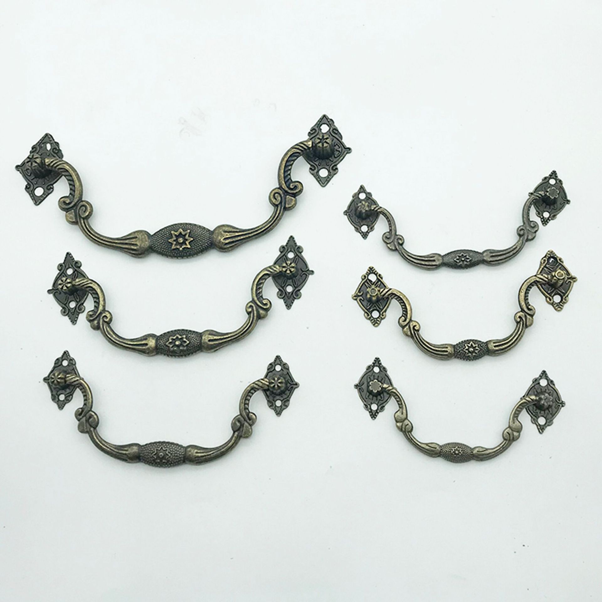 6款仿古青銅色八星拉手 歐式復古 首飾盒木盒提手酒盒木箱提手