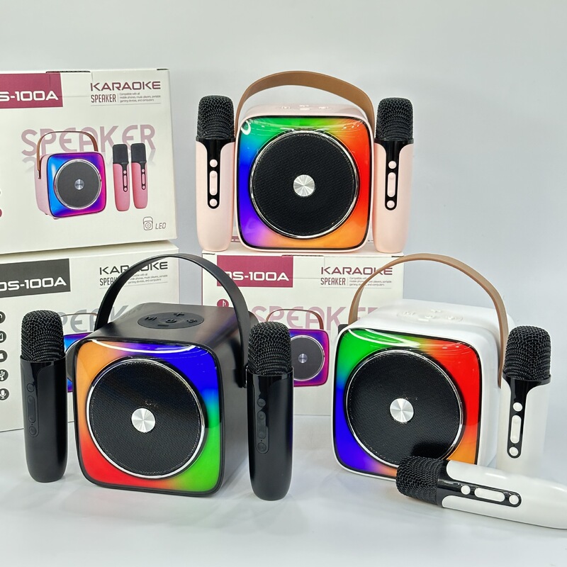 Foreign Trade New Ds100-A Bluetooth Speaker Wireless Mini Portable Wireless Dual Microphone Karaoke Machine Kidsren's Gift