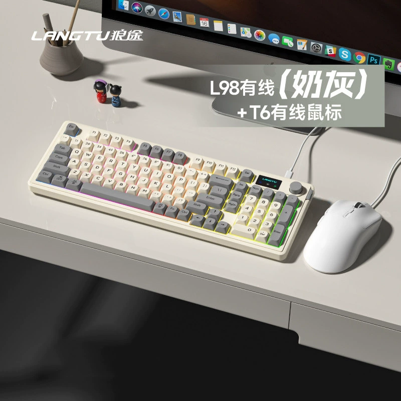 Волк L98 Проводной RGB высоко-значимый трехрежимный клавиатура Спортивная игра офис печать беспроводная тонкая пленка тихая клавиатура