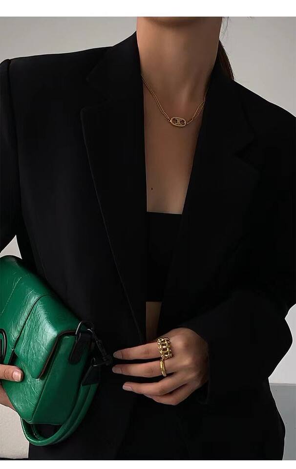 Áo blazer nữ dáng suông cổ vest hai nút tay dài phong cách Hàn Quốc — Màu đen [mẫu chất lượng cao], Nâu, màu xanh đậm, màu xám đậm chi tiết 15