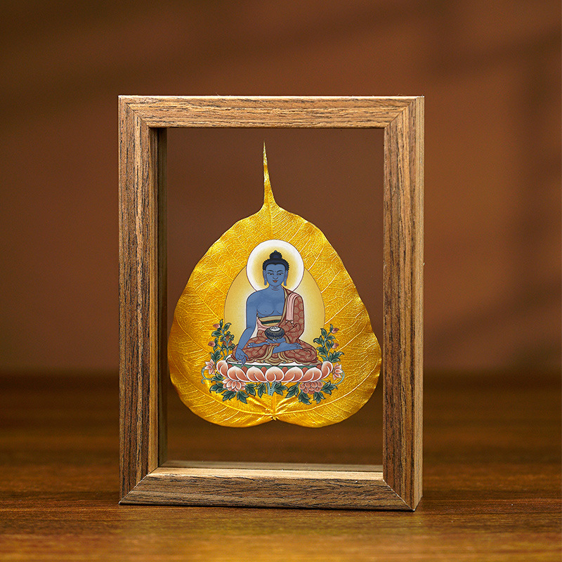 La Tabla pintada madera de la decoración de la hoja de Bodhi Zodiaco Dios amarillo del espécimen de la hoja de la riqueza puede ser cuadro fijo alta tabla transparente de la decoración de cristal