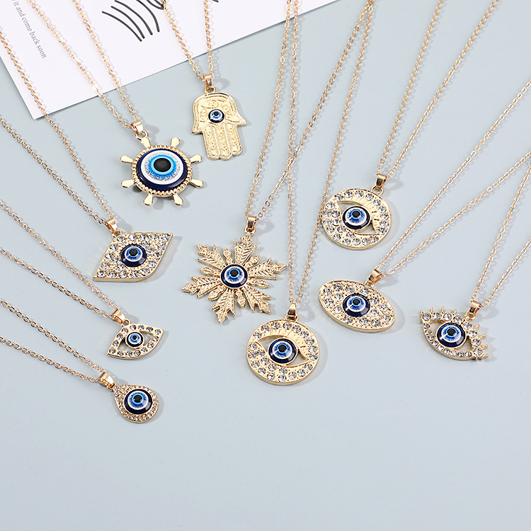 Fashion Devilu0027S Eye Alloy Plating Inlay Rhinestones Womenu0027S Pendant Necklace 1 Piece