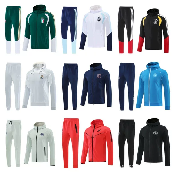 Long-Sleeve Hoodie with Logo for Paris, Marseille, Barcelona Training Uniforms, Football Jerseys