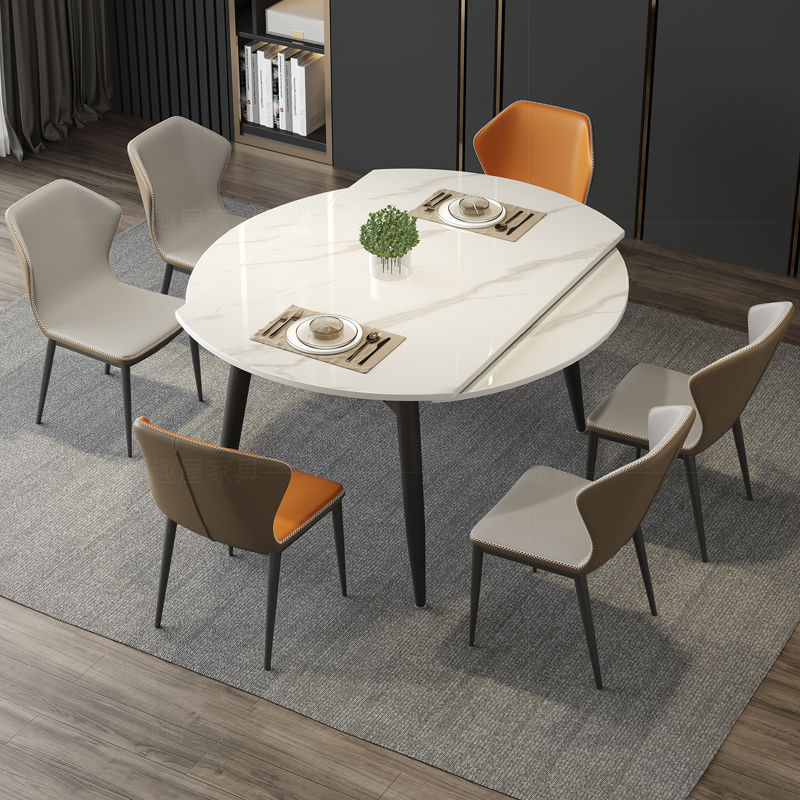 table Telescoping Radius Dual use household Small apartment solid wood fold modern Simplicity Light extravagance Variable round table