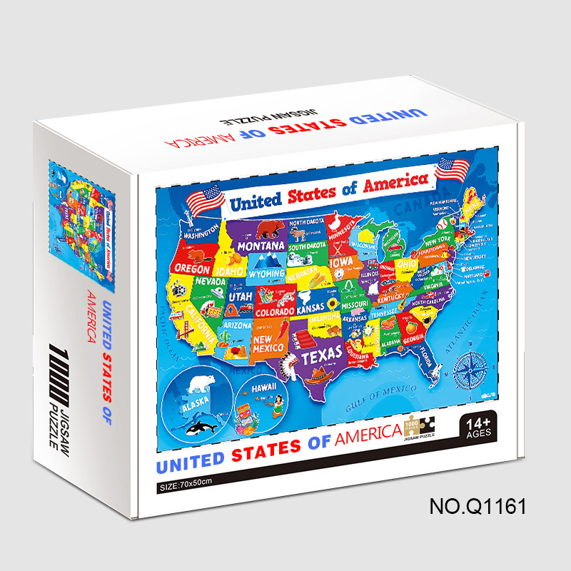 Puzzles de papel transfronterizos adultos 1000 piezas paisaje mapa de animales puzzle desempaquetado plano puzzle juguete regalo