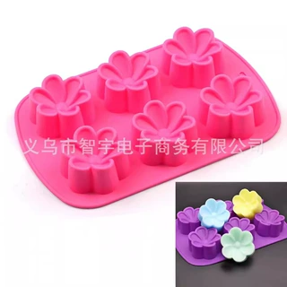 厂家直销跨境 6连梅花硅胶蛋糕模多孔手工皂模具DIY烘焙3D模