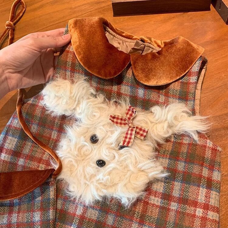 Zheng Zheng siete niñas más chaleco de terciopelo otoño invierno 2025 nueva falda de aniversario de niña niña falda de princesa bebé