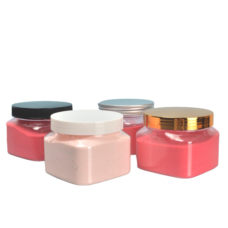 89 Teeth 350ml Pet Transparent Plastic Can Hair Mask Mask Powder Repackaged Square Plastic Bottle Plastic Box in Stock