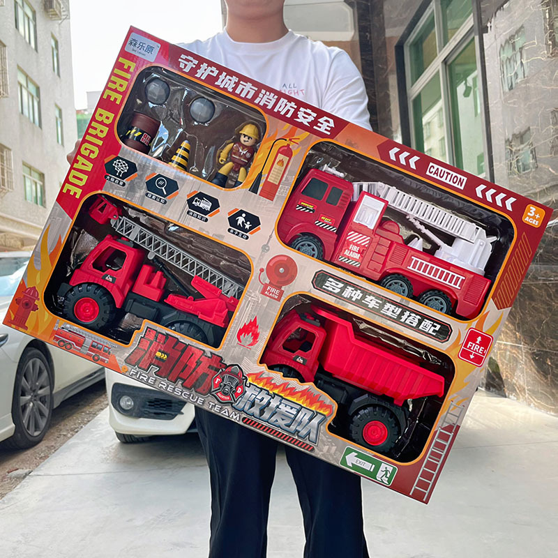 Deslizamiento DE LOS NIÑOS fuego escalera rociadores ingeniería vehículo modelo grande juguete traje caja regalo puesto al por mayor