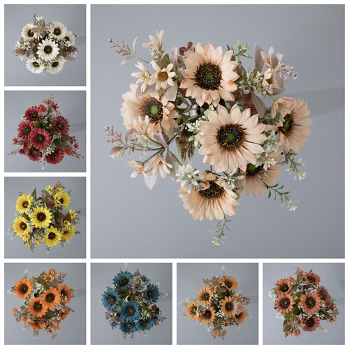 Green plant wholesale autumn wind sun bouquet artificial flower manufacturer fake flower wedding decoration cross-border CL06001