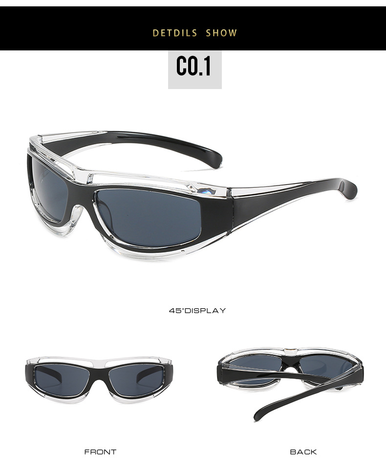 Sunglasses Classification Ac, UV400 Protection Lens Material Fashion Geometric Ac UV400 Protection Biker Full Frame Men's Sunglasses