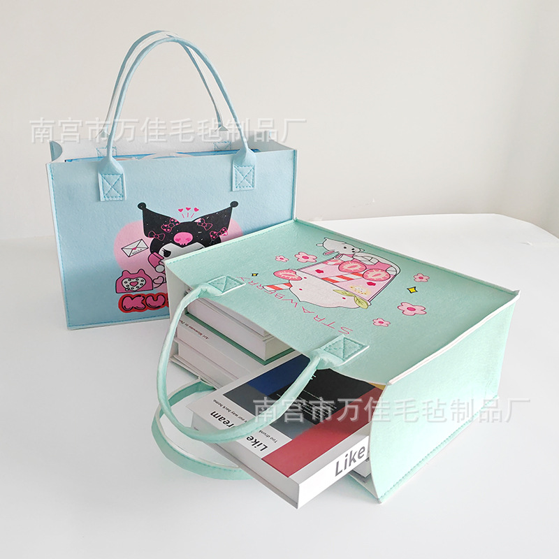 毛毡手提袋容量大购物袋毛毡包学生补习袋可印LOGO收纳学生收纳包