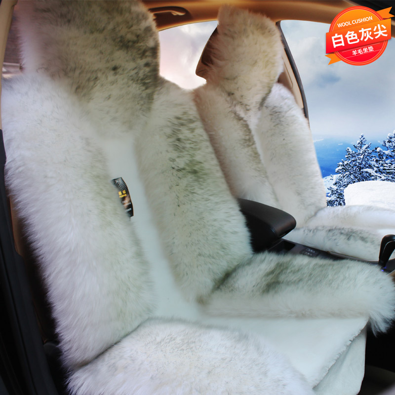Winter wool car seat cushion plush seat cover pure wool long hair winter wool pad warm thickened car mat popular online