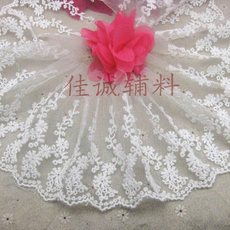 4款棉线蕾丝花边 服装辅料网棉网纱刺绣宽花边 DIY材料 12/17CM