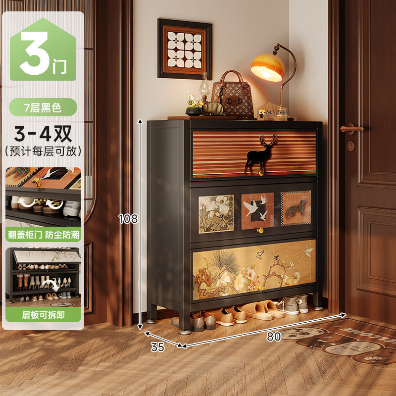 Gabinete de zapatos de acero puerta doméstica estilo antiguo de gran capacidad puerta de entrada de almacenamiento integral contra la pared 2025 nuevo rack de zapatos