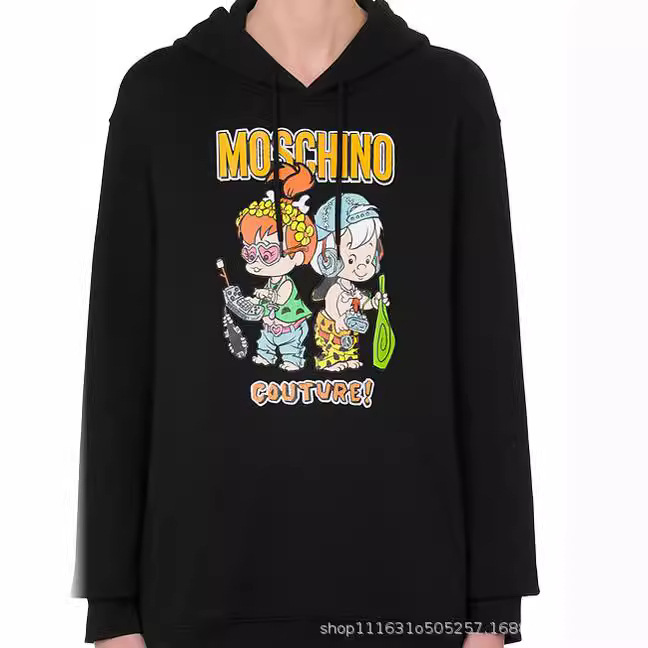 MOSCHINO MOSCHINO new autumn and winter teddy bear printed logo embroidered hooded sweater cotton-padded shirt for lovers