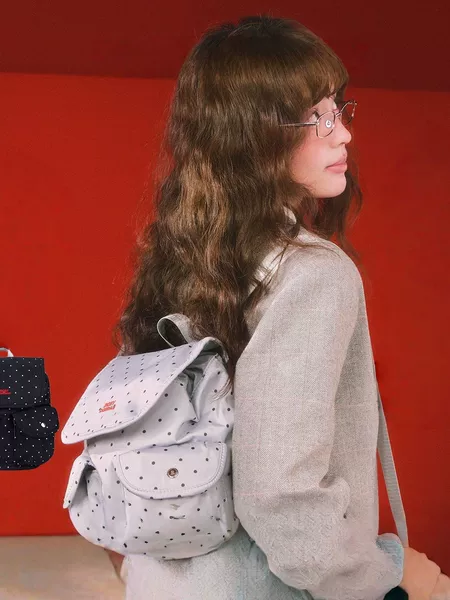 Rosydoedian Polka Dot Backpack, Simple Large-Capacity College-Style Backpack