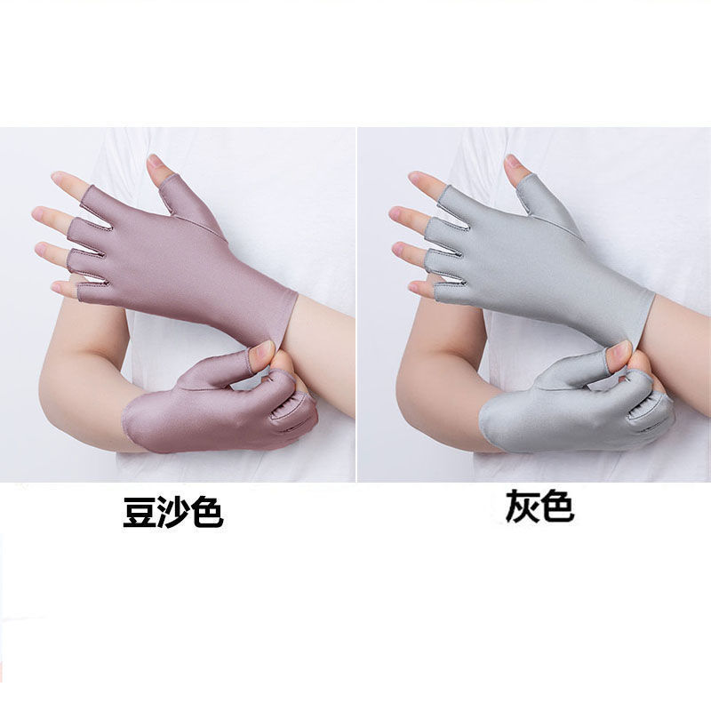 [Pelo de la generación] guantes de medio dedo para mujer verano protección solar delgada primavera y otoño conducción pesca manicura guantes de recolección de té
