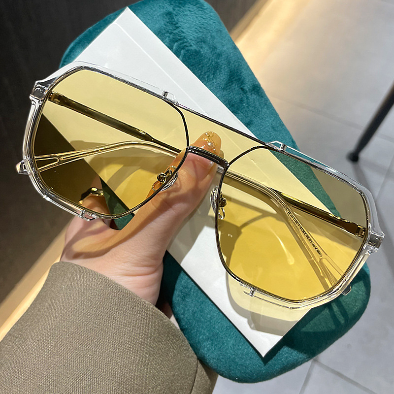 Large frame display face small sunglasses one-piece trend plankton handsome sunglasses 2024 new concave shape sunglasses advanced sense_voghion.com
