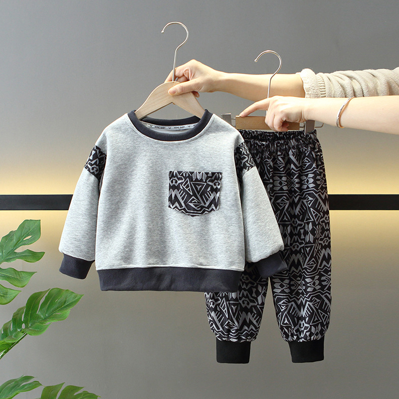 7715 ropa para niños traje de primavera para niños 2025 nuevo suéter para niños de dos piezas ropa de primavera y otoño de moda para bebés