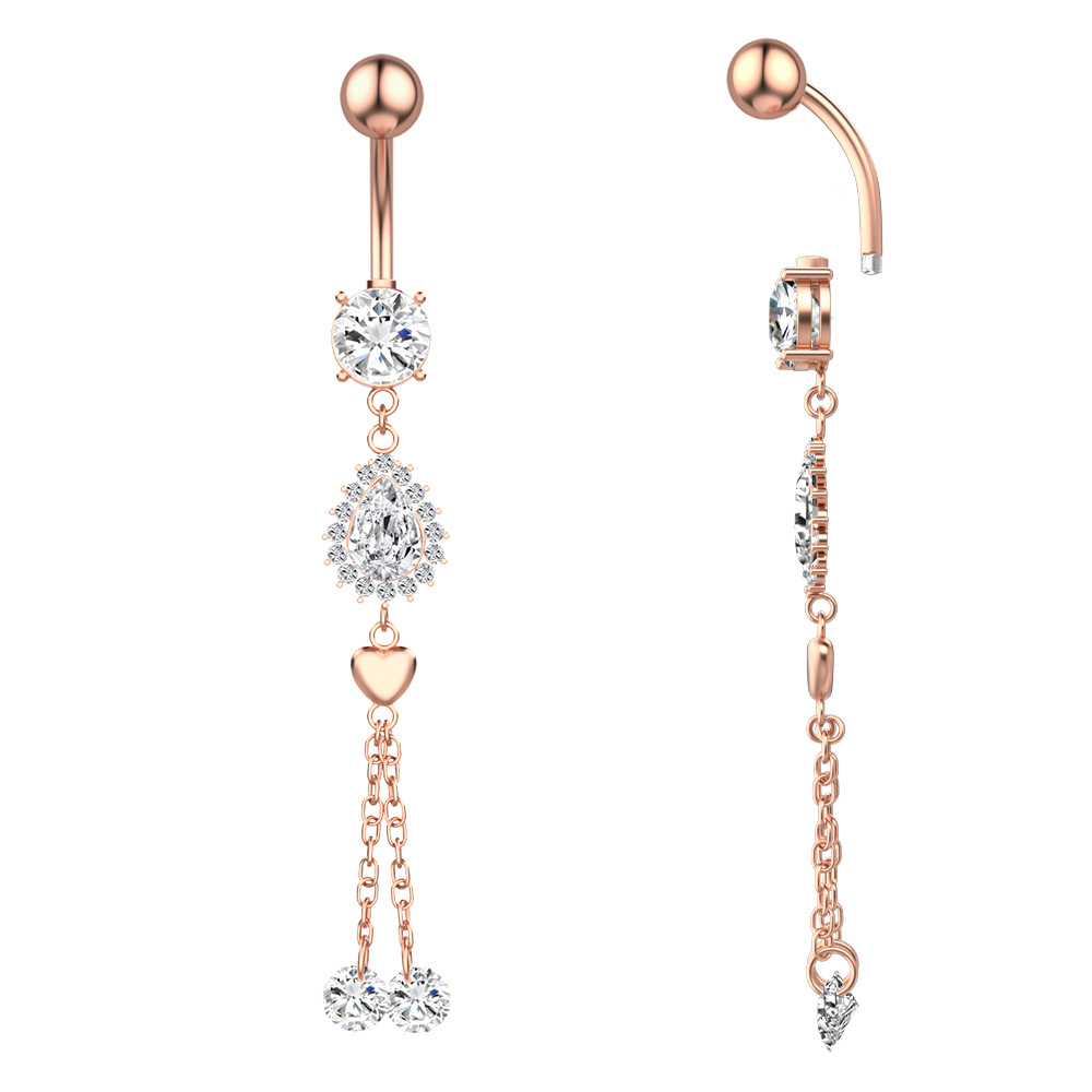 Commercio elettronico transfrontaliero, nuovo anello con zircone a forma di cuore, piercing all'ombelico, gioielli all'ingrosso online_voghion.com