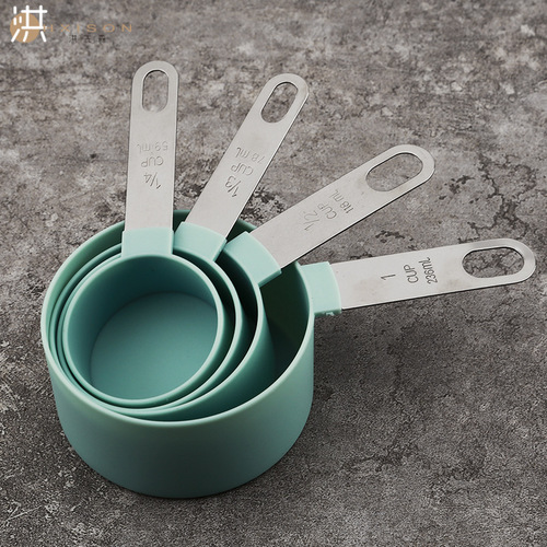 Stainless steel measuring cup measuring spoon set Plastic stainless steel handle measuring spoon 8-piece set combination with scale baking tools
