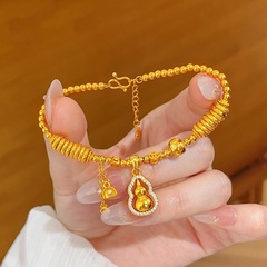 Xiaohongshuの人気の富ひょうたんビーズブレスレット2025新しい豪華で美しい小さなゴールドビーズブレスレット