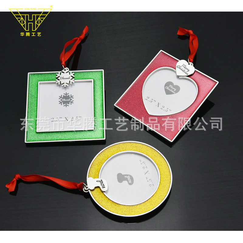 Alloy Mini Photo Frame, Metal Round Photo Frame with Interchangeable Photos, Christmas Ornament Photo Frame, Commemorative Photo Frame for Friends and Family