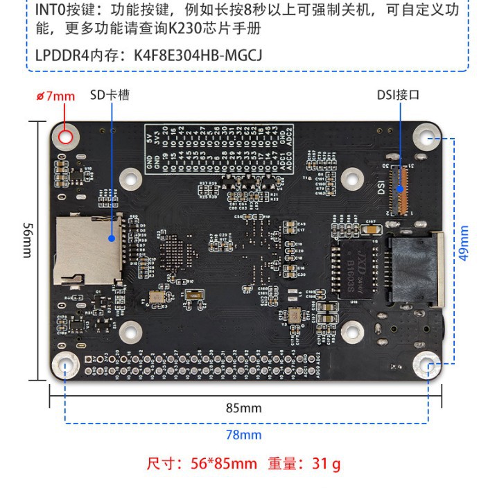 Wholesale CanMV-K230-LP4-V3.0 Kanzhi AI Development Board Camera Visual Identification Module 6T Computing Power 3