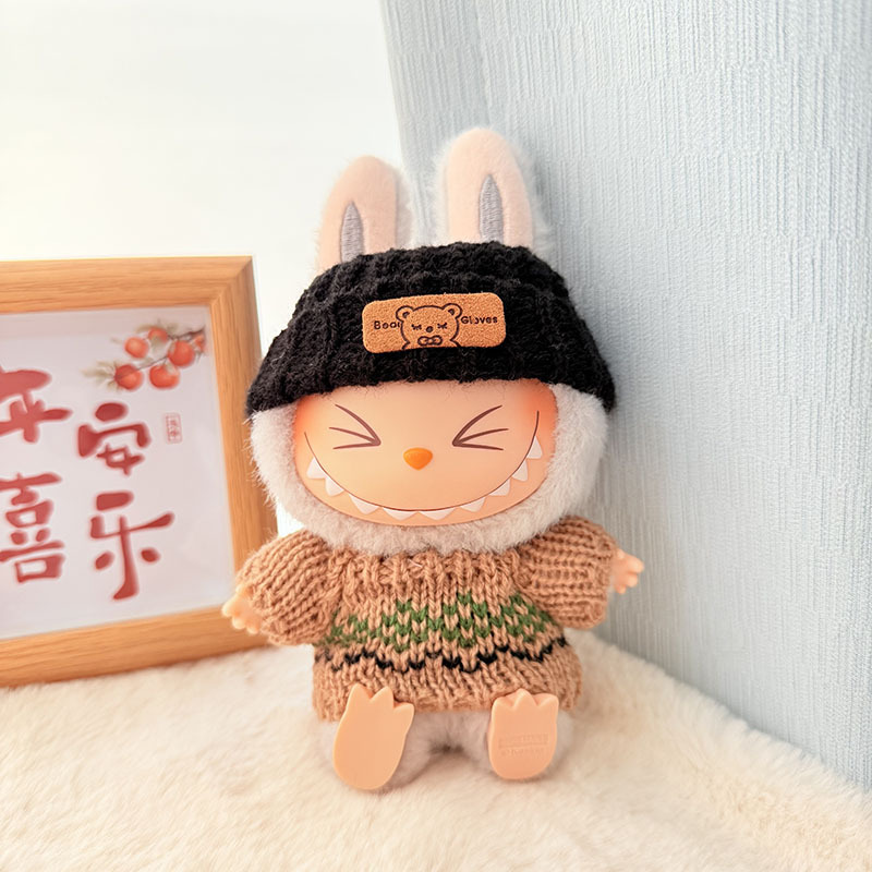 Solo ropa] Llavero de primera y segunda generación Labubu colgante de ropa Rabubu ropa de bebé suéter de punto traje de sombrero