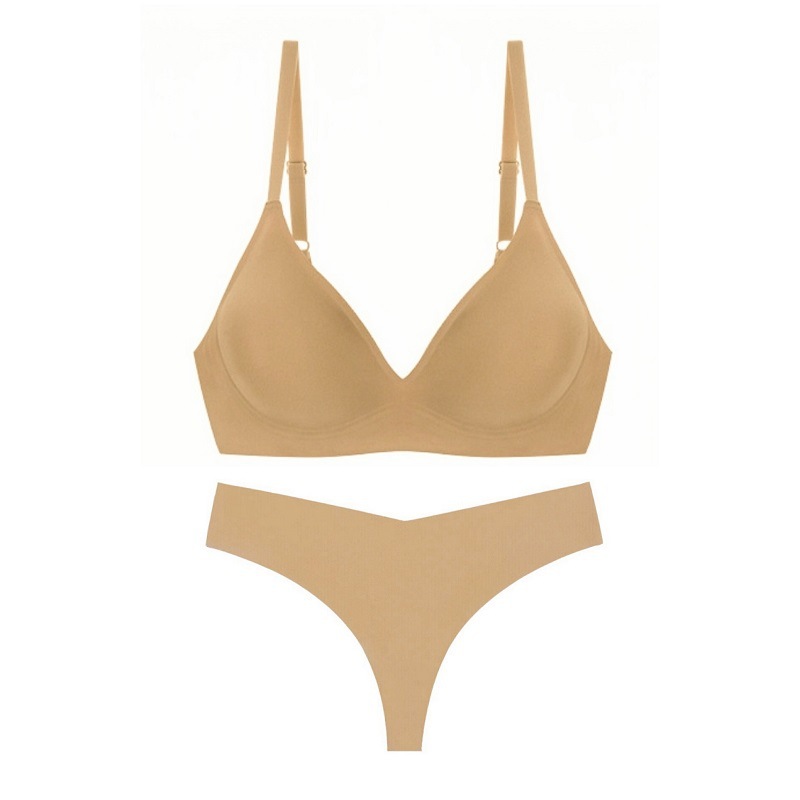 Women's Seamless Bra And Brief Set Wire-free Comfortable Soft Support_voghion.com