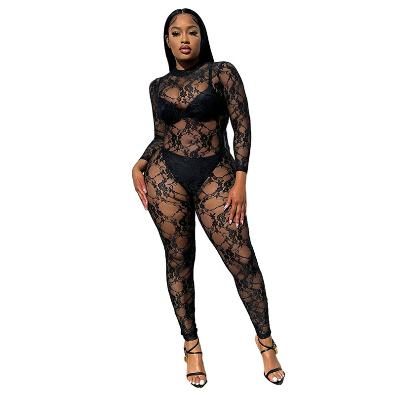 Summer sexy long-sleeve, bodysuit, overall, European style, round collar