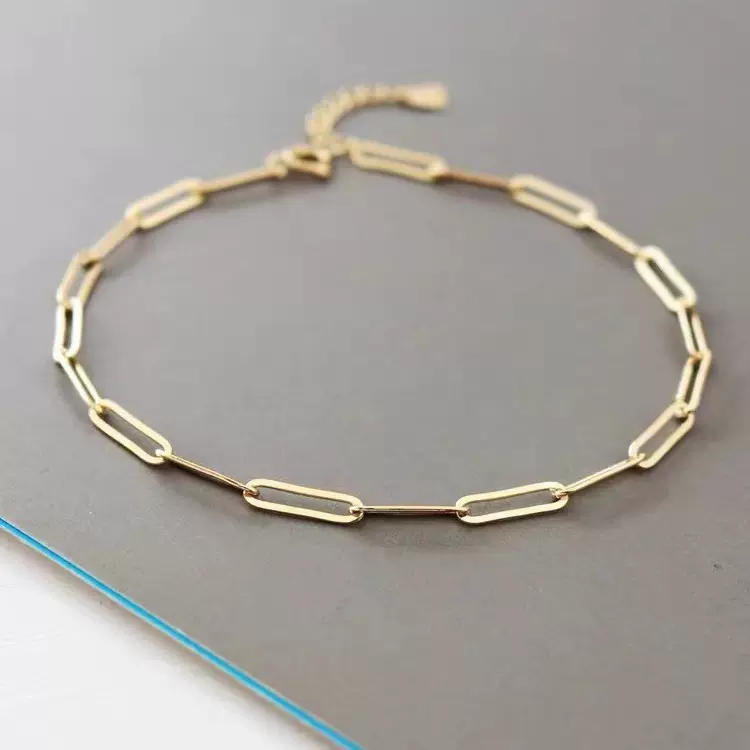 18k黄金几何链au750链条素金简约百搭女款手链厂家直批