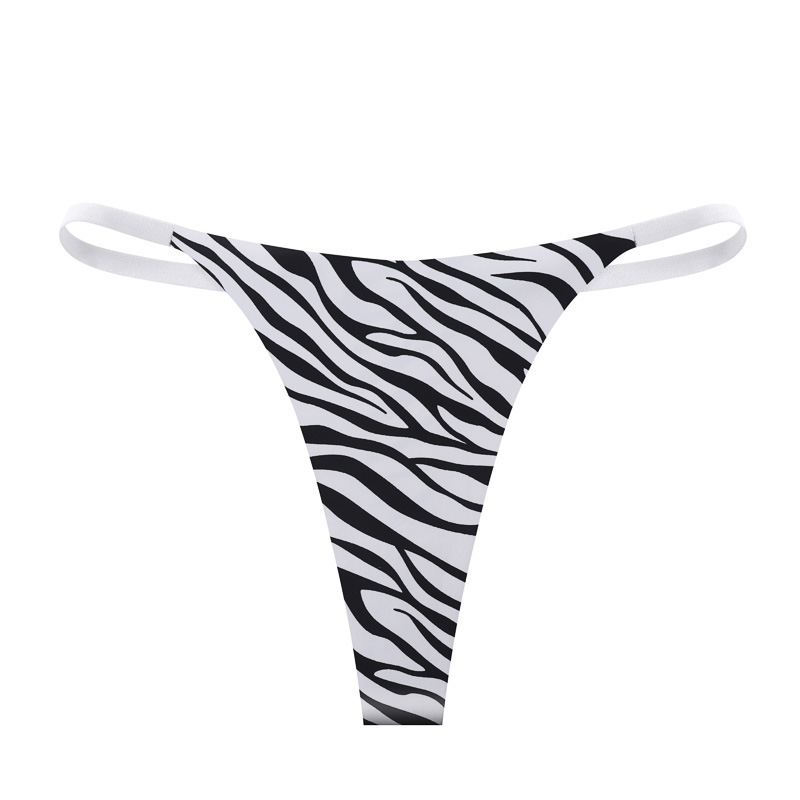 Europa y los Estados Unidos sin marcas de hielo sexy thongs de mujer cintura baja emoción estampado leopardo puro deseo bikini ropa interior de chicas