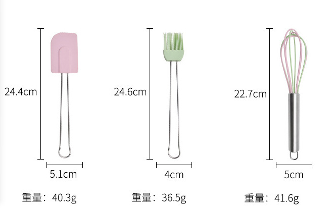 现货库存处理欧标硅胶烘焙套装不锈钢线柄硅胶刮刀硅胶刷扫硅胶打