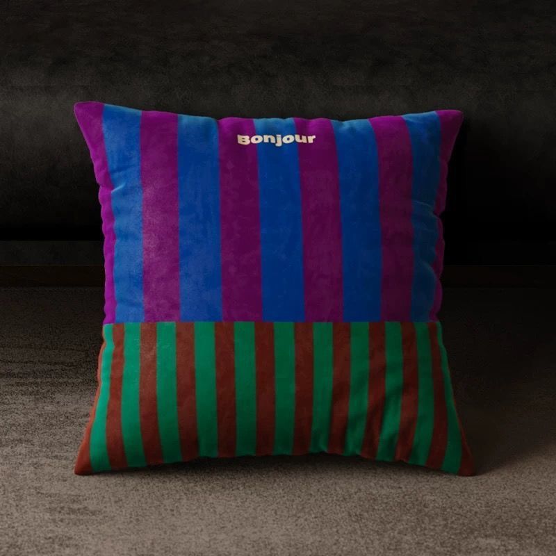 Retro rayas almohada cubierta cuadrada nórdica simple sala de estar cojín de sofá doméstico dormitorio cojín de cabecera cojín