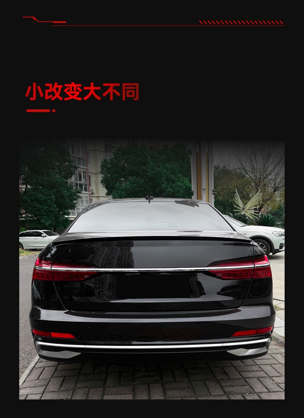 Suitable for 2018-2025 Audi A6 C8 S6 Models, Rear Wing, Roof Wing, Spoiler, Fixed Wind Wing, Rear Spoiler Modification