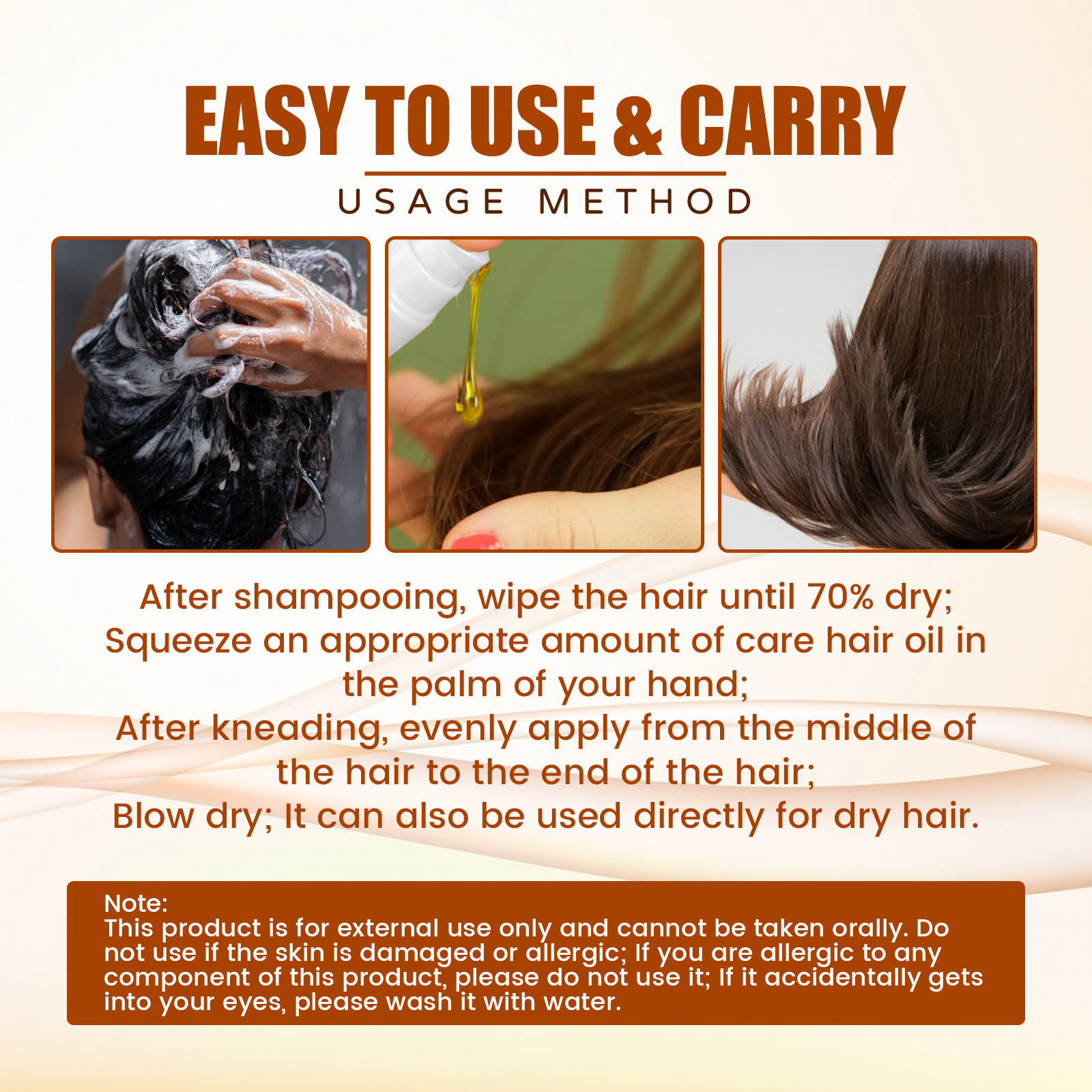 EELHOE jojoba juuksehooldusõli silub kuivi ja kahuseid juukseid, tugevdab juukseid, masseerib peanahka ja hooldab juukseid._voghion.com