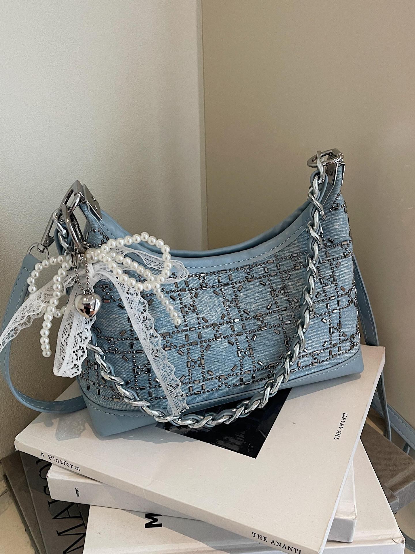 Bolso de axila de cadena de diamantes calientes de verano para mujer 2025 nuevo bolso de hombro de moda de moda bolsa de mensajero de moda de nicho