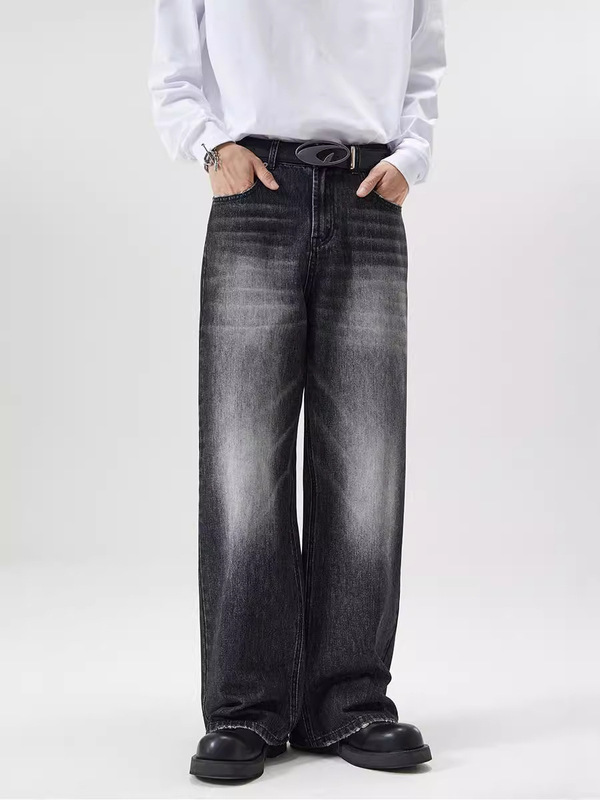 Jeans Men's Denim Direct Sales Straight Leg Loose Casual Youth Business Pants Wide Leg Jeans Men's Floor-Length Trousers