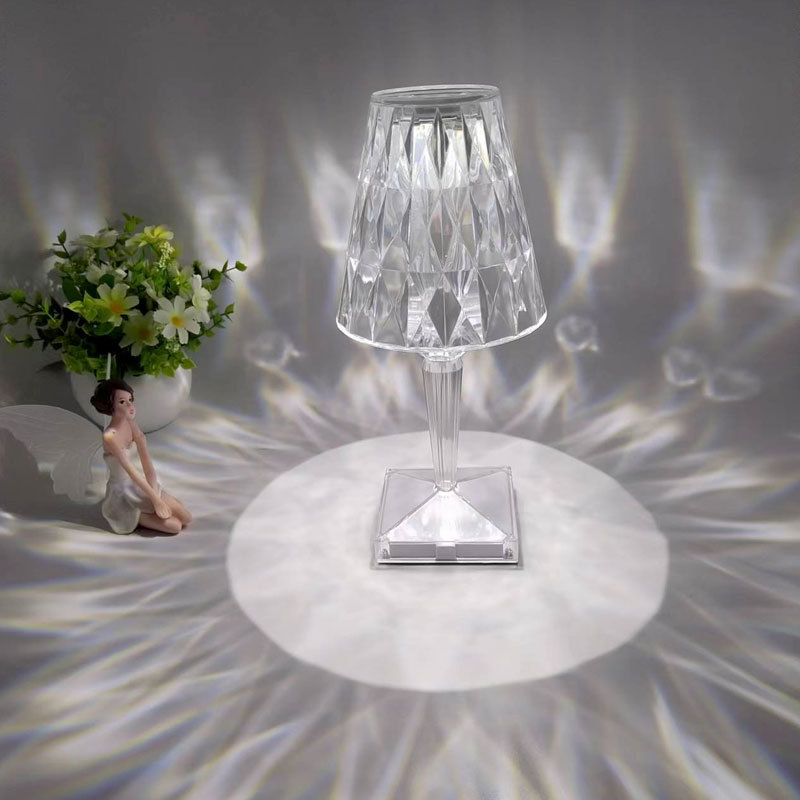 Crystal Diamond Bedside Table Lamp Bedroom Atmosphere Lamp Creative Cross-border Night Light Wholesale Lighting Lamps Zhongshan Factory