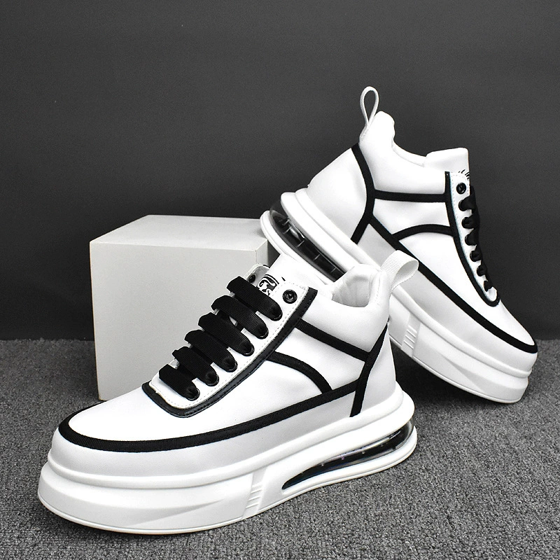 Белые туфли на толстой подошве, новый стиль, дышащая мужская обувь в Корейском стиле, модные осенне-зимние повседневные кроссовки, универсальные низкие верхние, увеличивающие внутреннюю высоту