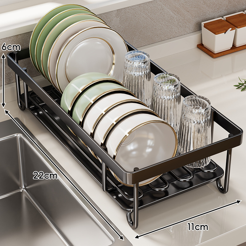 Escurridor de Platos para Encimera de Hierro Multifuncional con Bandeja de Drenaje image 6