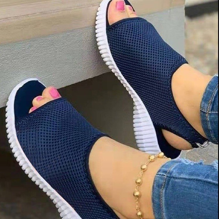 Summer breathable solid color women's beach low sandals