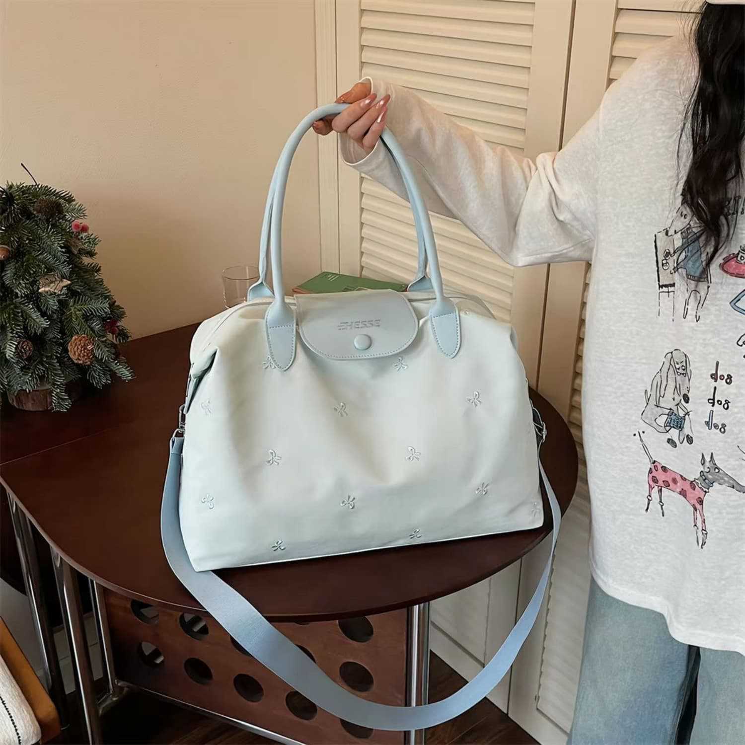 Bolsa de viaje portátil bordada ligera multifuncional de hombro de una sola capa de acondicionamiento físico de gran capacidad bolsa de transporte de Boston