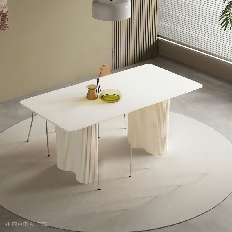 Mesas y sillas de comedor rectangulares de losa de roca minimalista Combinación de apartamentos pequeños Mesa de comedor de celebridades de Internet de lujo simple y ligera moderna para el hogar