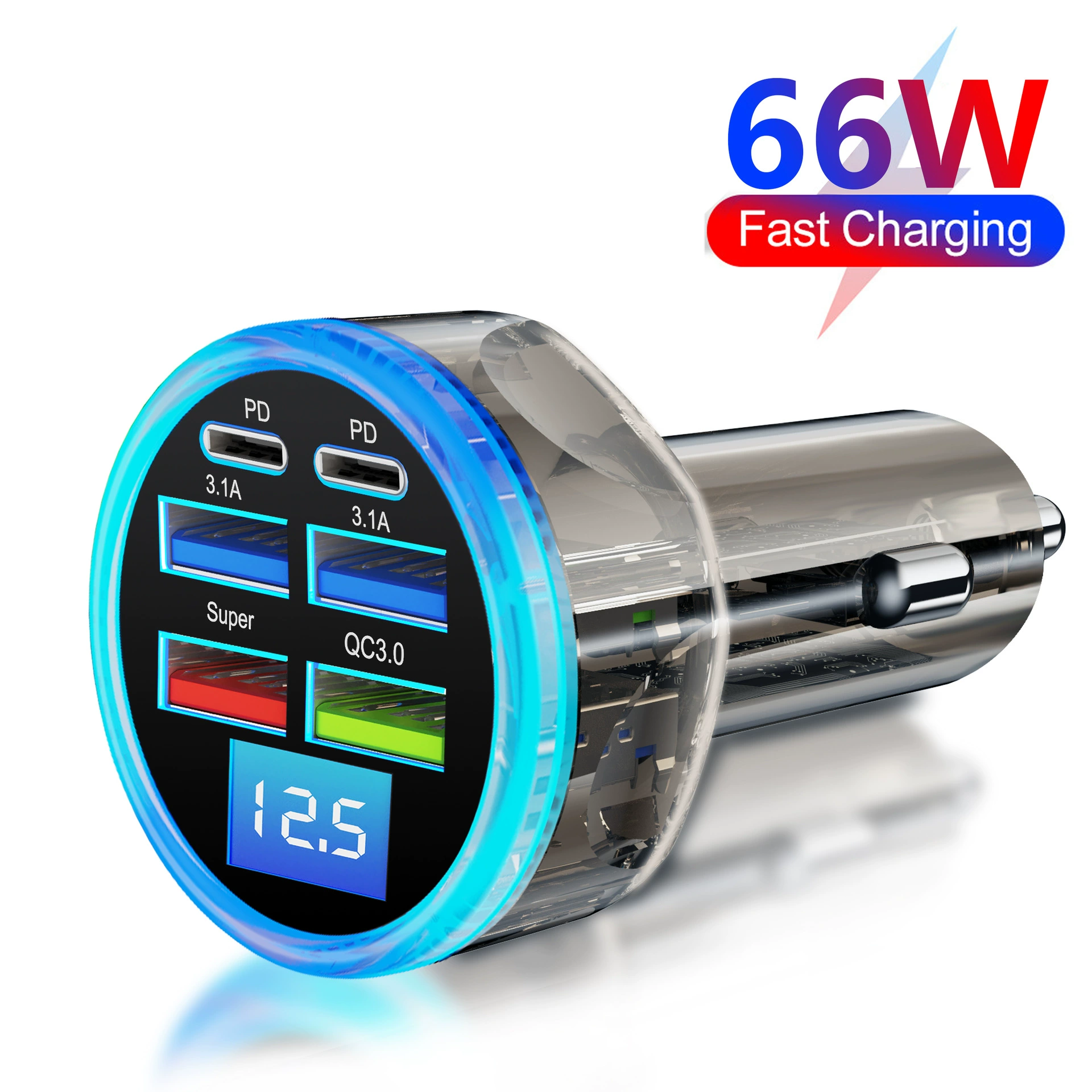 Трансграничный новый 6 горок автомобильная зарядка 100 Вт автомобильный мобильный телефон зарядное устройство супер быстрая зарядка автомобиля прикуриватель мульти usb флэш-зарядка