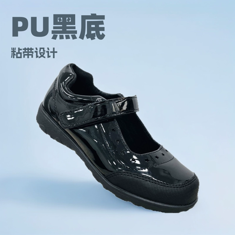 Летние новые женские школьные туфли с черной подошвой из PU, студенческие туфли с липкой лентой, детские спортивные школьные туфли для экспорта в Африку 2025.