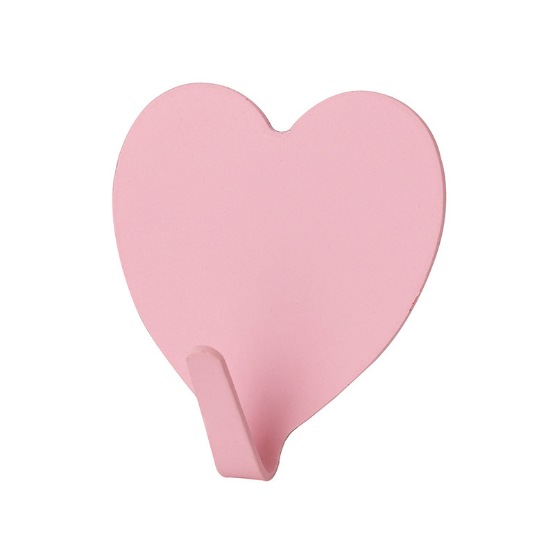 Corazón de niña japonesa Gancho pegajoso de amor rosa Corazón de melocotón Gancho de acero inoxidable Gancho pegajoso en forma de corazón Gancho de decoración de habitación de niña suave