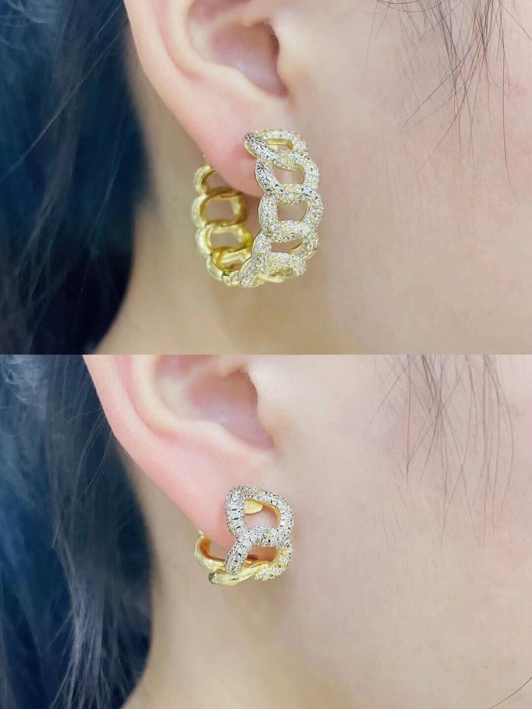 Fashion Personality Ladder Ring Female Simple Hollow Diamond Zircon Copper Earrings display picture 1